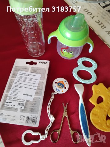 Лот Бебешки аксесоари - шишета, виличка, лужичка, гризалки, ночижичка, снимка 4 - Прибори, съдове, шишета и биберони - 43804895