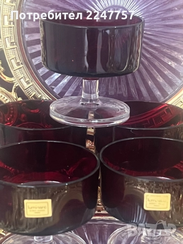 Червени чаши за десерт/ сладолед, снимка 2 - Антикварни и старинни предмети - 52658511