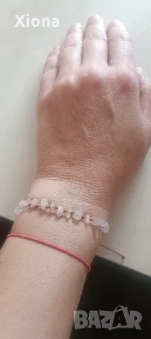 Бутикова hand made гривна за любов от естествен камък – розов кварц, снимка 3 - Гривни - 41413256