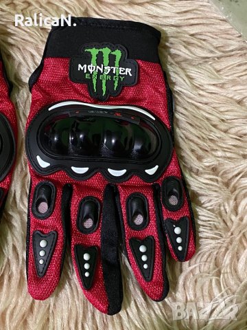 Чисто нови ръкавици за мотор Monster с протектори/Черно с червено/Размер L, снимка 4 - Аксесоари и консумативи - 43975519
