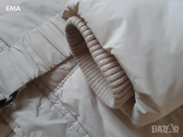 Яке бяло дамско дълго, с качулка с кожа гарнитура-М размер, снимка 5 - Якета - 49778491