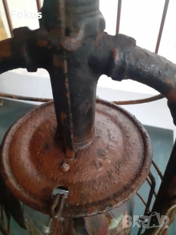 Уникален стар голям френски газов фенер лампа, снимка 4 - Антикварни и старинни предмети - 53291598
