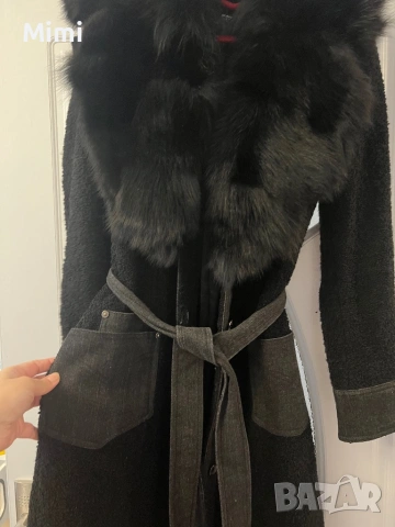Палто Букле с естествена яка, снимка 3 - Якета - 49466168