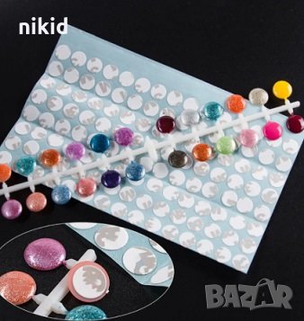 24 бр Мостри Мострени точки палитра за лакове лак самозалепващи за шише шишенца шишета, снимка 3 - Продукти за маникюр - 32454155