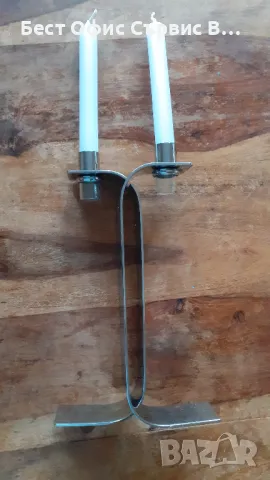 метален свещник дизайнерски, от Дания, стабилен масивен и лъскав хром метал, снимка 3 - Други - 48354911