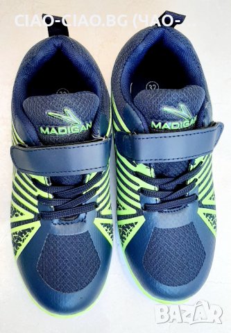 №31,32, Маратонки за момче MADIGAN черни с електриково зелен акцент, снимка 3 - Детски маратонки - 40664995