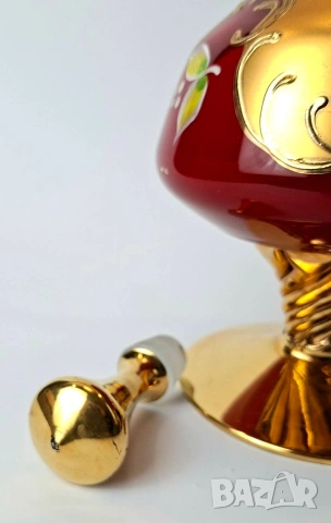 Винтидж комплект за вино от рубинено червено стъкло, снимка 7 - Сервизи - 53573945