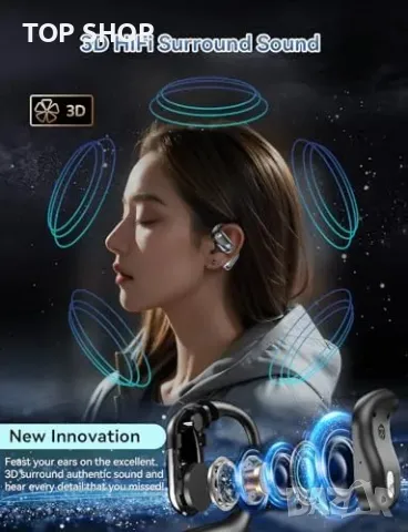 Нови Andygo отворени слушалки за бягане, LED дисплей, 60 ч възпроизвеждане, снимка 3 - Bluetooth слушалки - 49444624