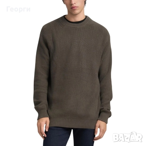 Унисекс пуловери от рипсено плетиво в цвят каки с кръгло деколте, снимка 10 - Пуловери - 52288510