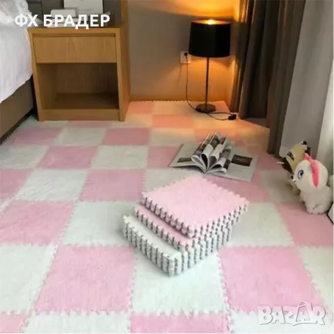 ПРОМОЦИЯ! Плюшена подложка за под от пяна - мек пъзел килим, комплект от 10 части, 30x30x1.2 см, снимка 11 - Килими - 48762838