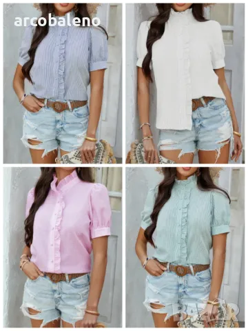 Дамска ежедневна риза с къс ръкав, 4цвята 