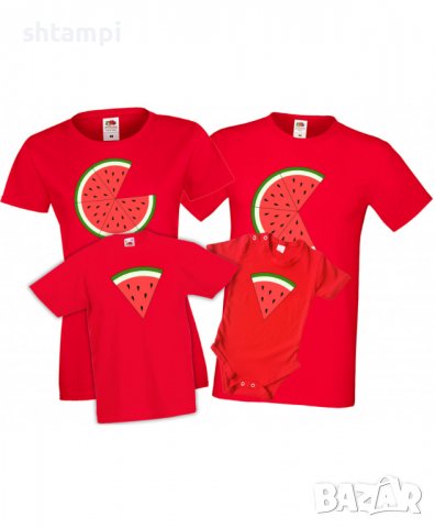 Семеени Тениски Диня Пица Watermelon,Плод,Подарък,Изненада,Празник,, снимка 3 - Тениски - 37078910