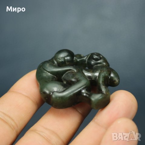 НЕФРИТ СТАТУЕТКА ТАЛИСМАН АМУЛЕТ ЕРОТИКА ЕРОТИЧНА СЦЕНА , снимка 8 - Антикварни и старинни предмети - 40737351