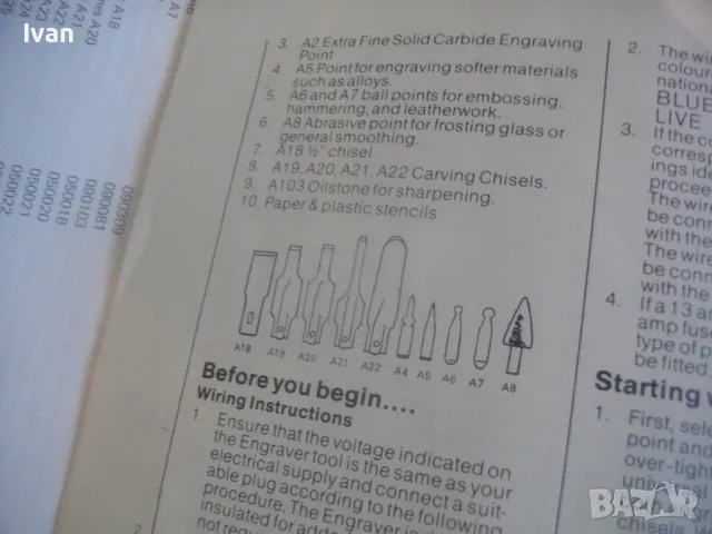 НОВ ПЪЛЕН КОМПЛЕКТ АНГЛИЙСКА ЕЛЕКТРИЧЕСКА ГРАВЬОРКА ГРАВЬОР ГРАВИРАНЕ РАЗЛИЧНИ ПОВЪРХНОСТИ BURGESS, снимка 11 - Инструменти за гравиране - 47942758