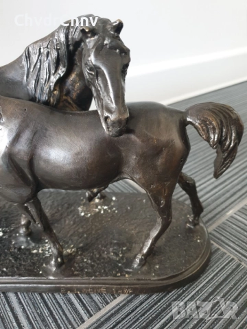 30см-4кг Mene статуетка-композиция/стара френска бронзова скулптура/фигура на коне, снимка 5 - Статуетки - 52804303