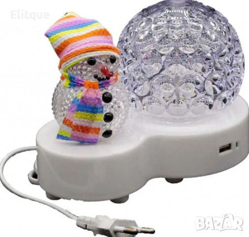 Коледна LED лампа сфера с коледна фигура на Снежен човек и многоцветна светлина, снимка 6 - Други стоки за дома - 52787190