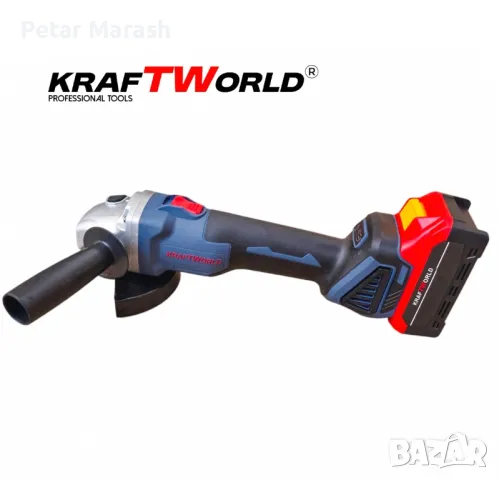Акумулаторен Ъглошлайф 125мм Kraftworld с 2 Батерии в Куфар, снимка 3 - Други инструменти - 50358967