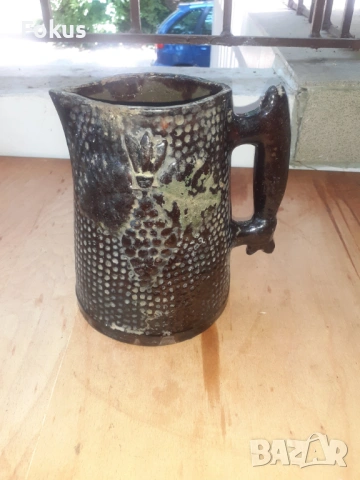 Уникална стара халба кана - българска керамика, снимка 4 - Антикварни и старинни предмети - 53276918