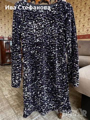 Нова парти официална блестяща празнична коктейлна рокля пайети с подплата