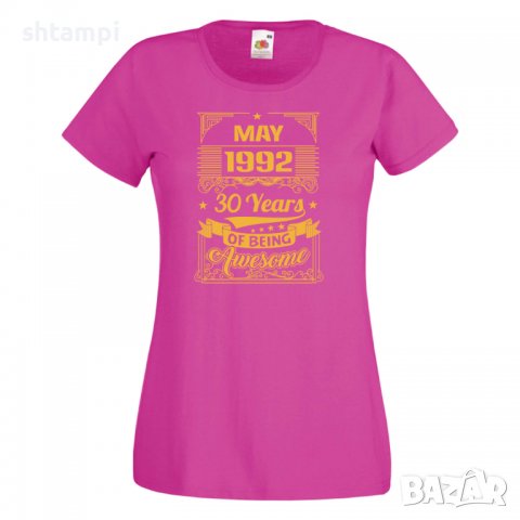 Дамска Тениска MAY 1992 30 YEARS BEING AWESOME Подарък,Ианенада,Празмик , снимка 9 - Тениски - 37083942