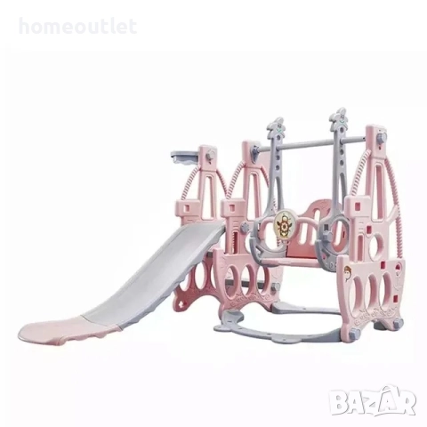 ПРОМОЦИЯ Детска пързалка 3-в-1 с люлка и баскетболен кош LY-HDCHT-01