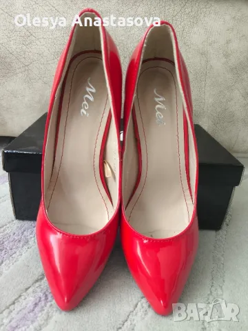 Червени лачени токчета 37 размер , снимка 1