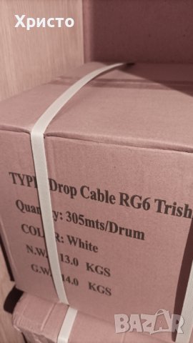 Коаксиален кабел RG6/64, CCS + Al, бял - Coaxial cable, снимка 4 - Приемници и антени - 39798885