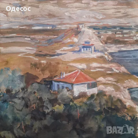 Стара картина гваш "Балчик" на художника Константин Георгиев- Щъркелов, снимка 10 - Антикварни и старинни предмети - 31260417