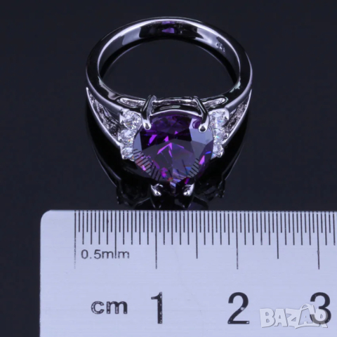 Сребърен комплект със сапфири и кристали, снимка 5 - Колиета, медальони, синджири - 44886136