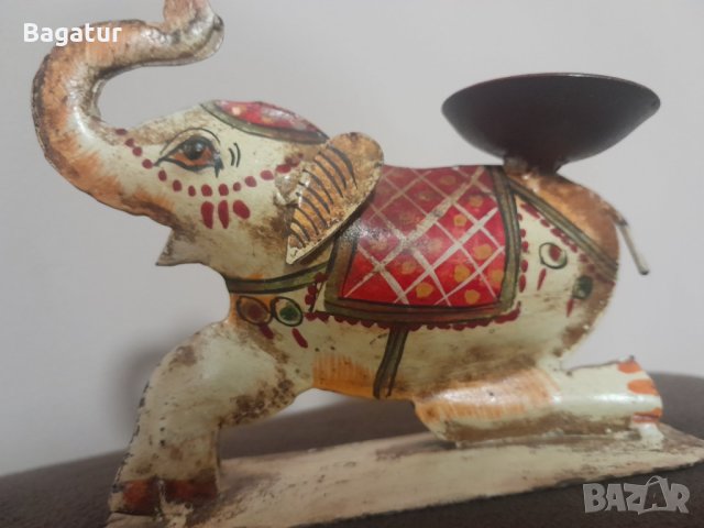 Фигура,играчка,арт Деко,свещник,слон ламарина, снимка 6 - Антикварни и старинни предмети - 43556166