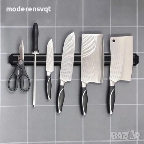 Магнитна стойка за ножове, кухненски ножици и други метални аксесоари, снимка 6 - Аксесоари за кухня - 51484542