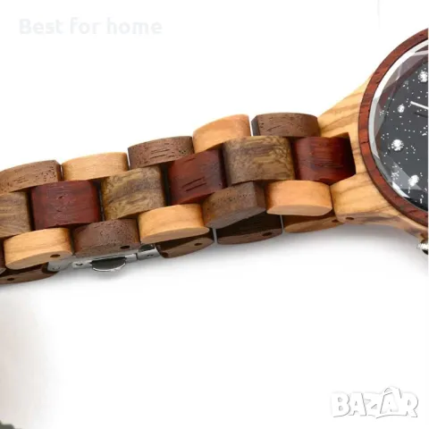 Дървен дамски часовник BEWELL Black Starry Sky, снимка 8 - Дамски - 49349128