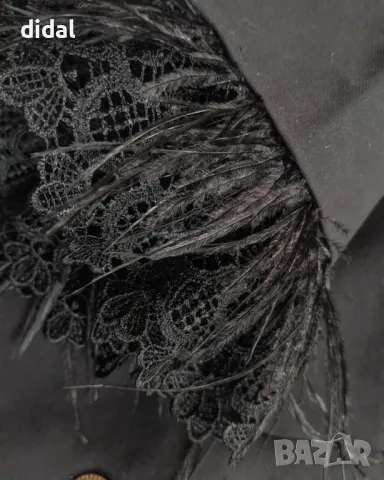 Бутиково сако с дантела и щраусови пера , снимка 2 - Сака - 47310578
