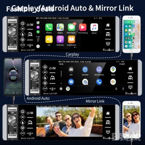 Нова Автомобилна уредба с Apple Carplay и Android Auto Bluetooth 1 Din за кола, снимка 2 - Аксесоари и консумативи - 40609014