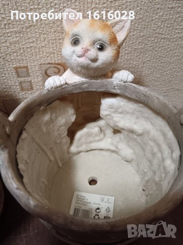 Саксия с котка,кашпа за цветя., снимка 10 - Саксии и кашпи - 43823202