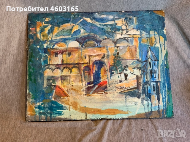 стара картина градски пейзаж , снимка 4 - Картини - 52793081