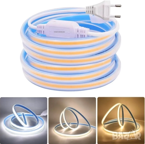 COB LED Лента с цял диод 220V IP67 3000К/600К Комплект, снимка 2 - Лед осветление - 52188600