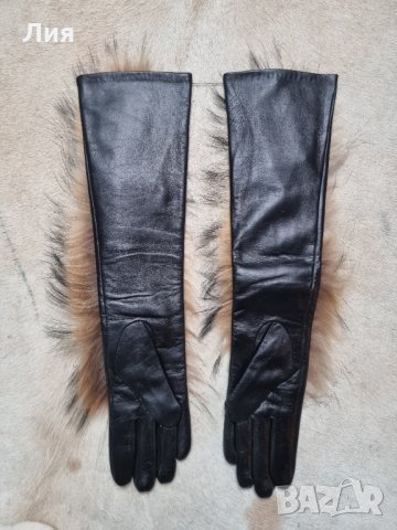Дамски дълги ръкавици естествена кожа, снимка 2 - Ръкавици - 35190820