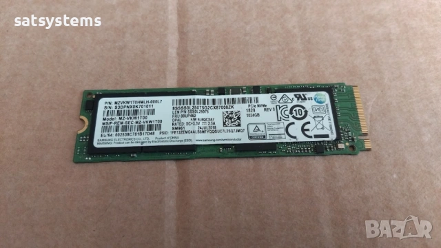 MZ-VKW1T00 Samsung SM961 1TB PCI Express 3.0 x4 NVMe M.2 2280 Solid State Drive, снимка 5 - Твърди дискове - 53591816
