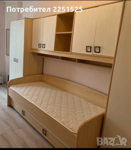 Легло сандвич + Двулицев матрак 90/200 см + преграда за детска стая, спалня, снимка 1