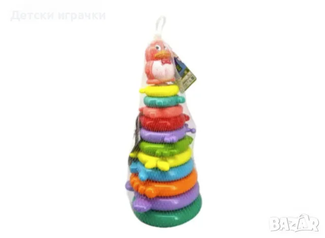 Детски големи рингове Пингвин 43см, пъзел за нанизване