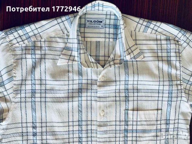 Класическа мъжка риза къс ръкав, бяла с каре номер 40, снимка 3 - Ризи - 33444207
