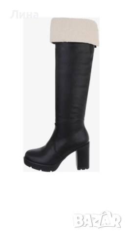  Дамски ботуши над коляното, еко кожа, снимка 2 - Дамски ботуши - 51679476