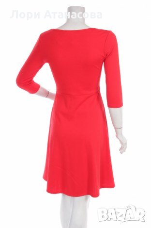 Елегантен разкроен модел рокля с дълъг ръкав в червено Есмара-закопчаване с цип на гърбар,95% памук, снимка 2 - Рокли - 28206865