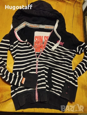 Оригинален Superdry Дамски суичър худи горнище качулка цип S, снимка 3 - Якета - 52092308