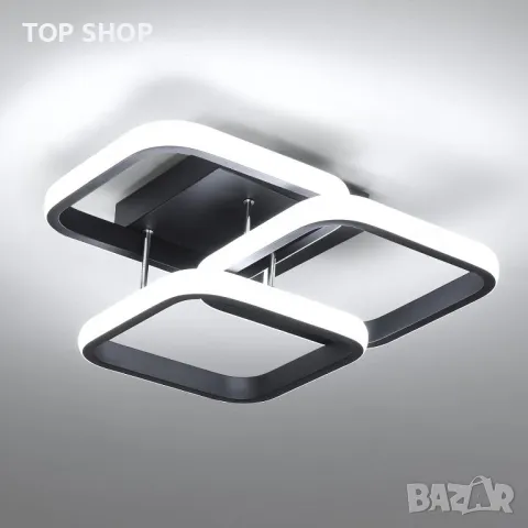 EIDISUNY LED таванна лампа Модерна 40W LED, 3 квадрата-Черна (студена бяла светлина 6000K)