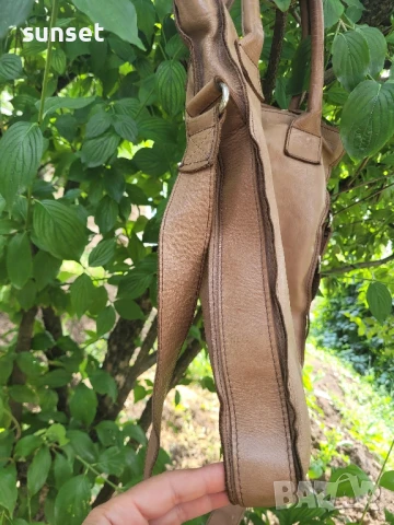 ЕСТЕСТВЕНА кожа голяма кафява чанта Cowboys bag+ дълга дръжка , снимка 6 - Чанти - 50617705