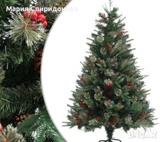Изкуствена елха Luxury Diamond с червен глог и шишарки, снимка 6 - Декорация за дома - 43152029