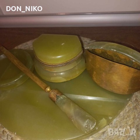 Мастилница от Зелен Оникс и Бронз, снимка 5 - Антикварни и старинни предмети - 44009817