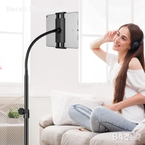 Стойка с триножник за Ipad SAMHOUSING, 65-инчова подова стойка за таблет с гъша шия, снимка 2 - Стойки, 3D очила, аксесоари - 49468281